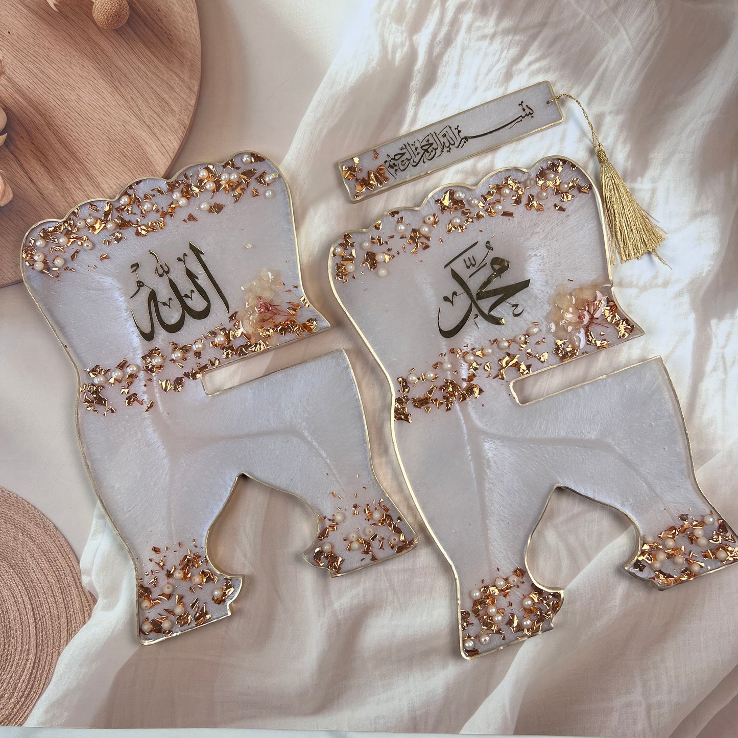 Luxury Resin Quran Rehal with Allah & Muhammad Calligraphy | Gift Ready | Ramadan Gift