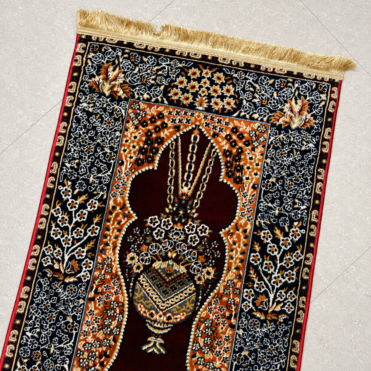 Premium Persian Design Prayer Mat with Fringed Finish