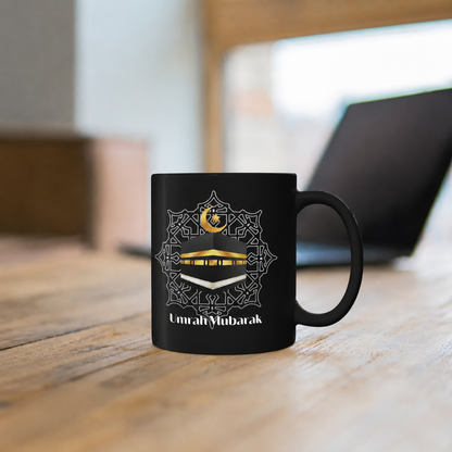 Personalized Umrah Mubarak Black Ceramic Mug