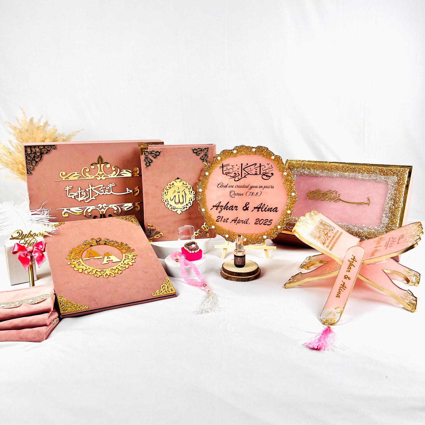 Elegant Bridal Quran Gift Full Hamper| Barkat-e-Jariya Nikah Collection | Rose Pink Hamper