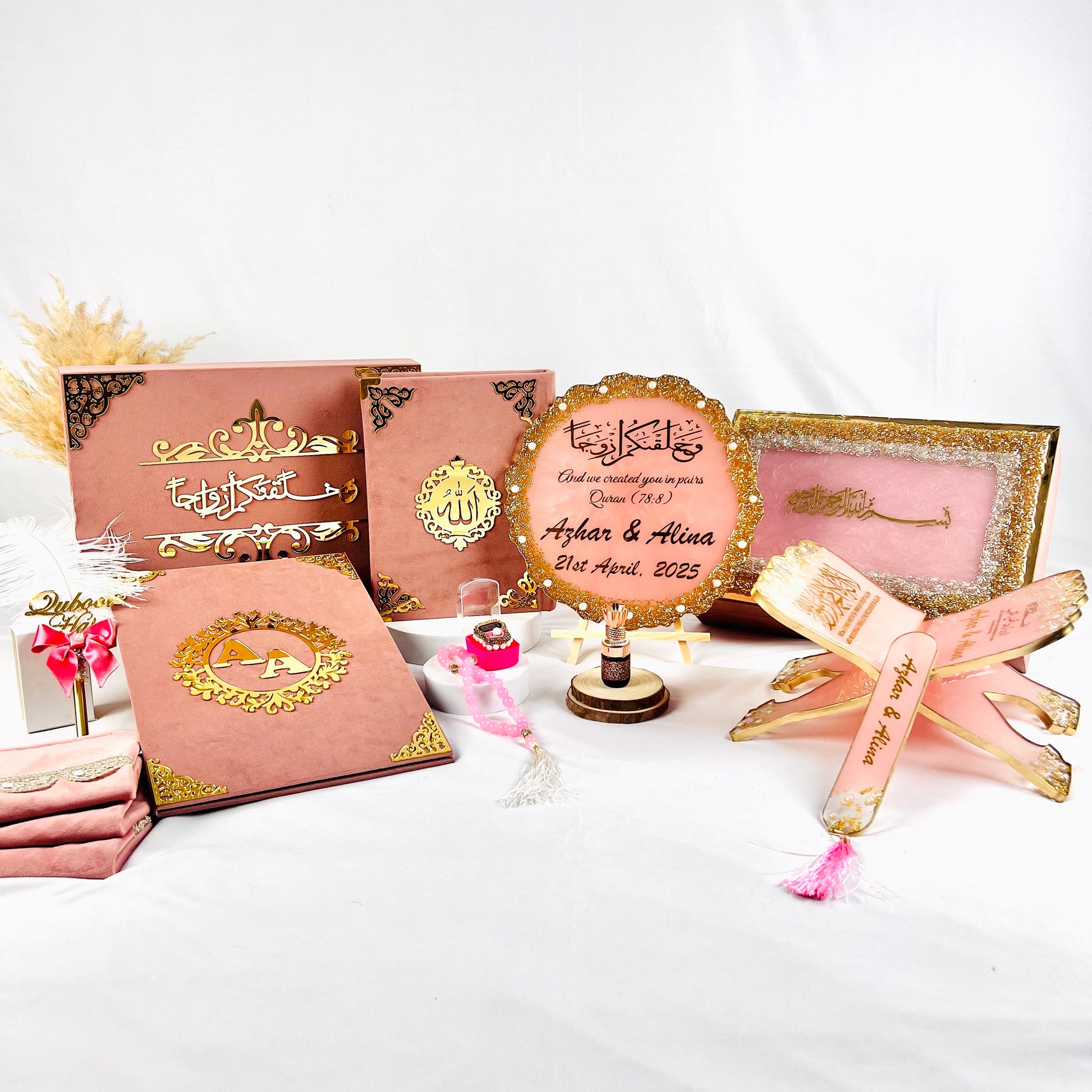 Elegant Bridal Quran Gift Full Hamper| Barkat-e-Jariya Nikah Collection | Rose Pink Hamper