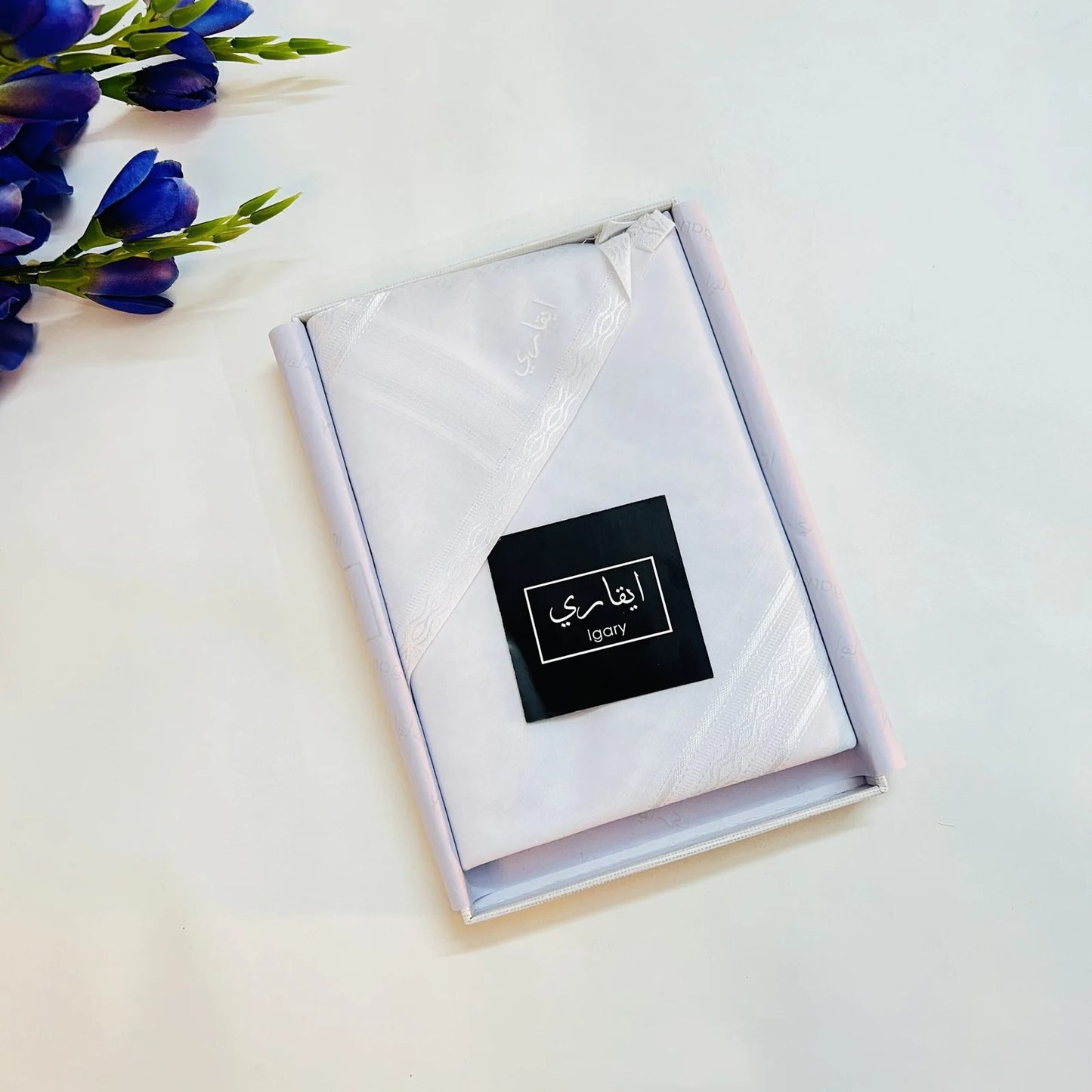 Arabic-style Shemagh scarf for men in pure white with premium weave.