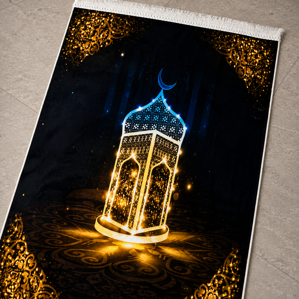 Premium Black & Gold Kaaba Prayer Mat