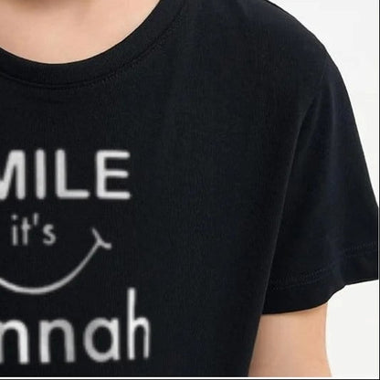Soft breathable cotton T-shirt for Muslim kids with Islamic message.