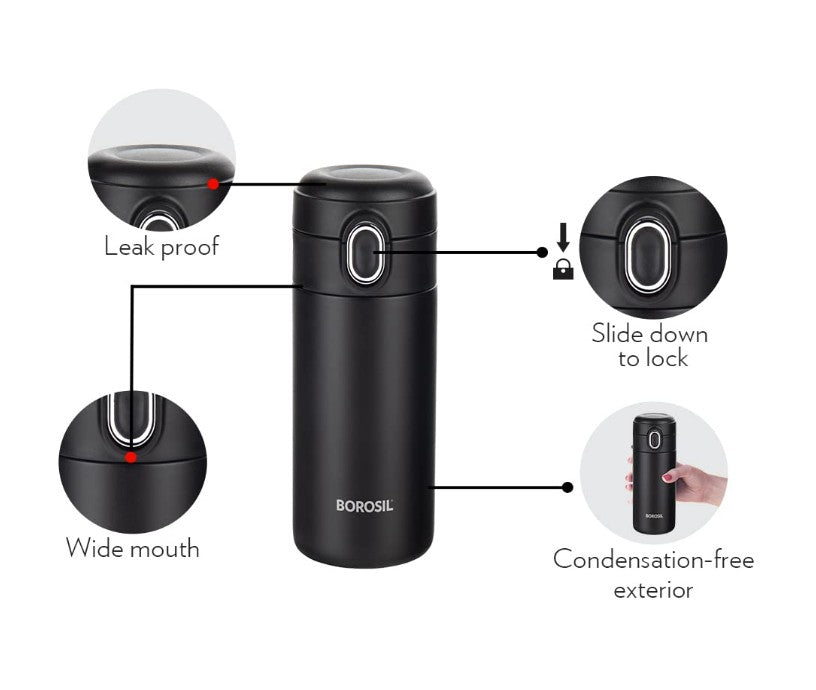 BOROSIL Traveler 300ml Stainless Steel Water Bottle Corporate Gifting