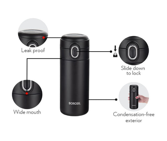 BOROSIL Traveler 300ml Stainless Steel Water Bottle Corporate Gifting