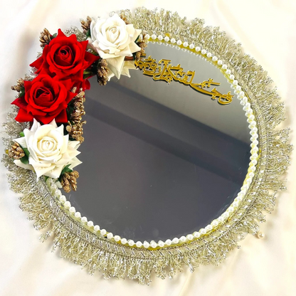 Handcrafted Decorative Mirror for Nikah Ceremony | Rose Floral Details