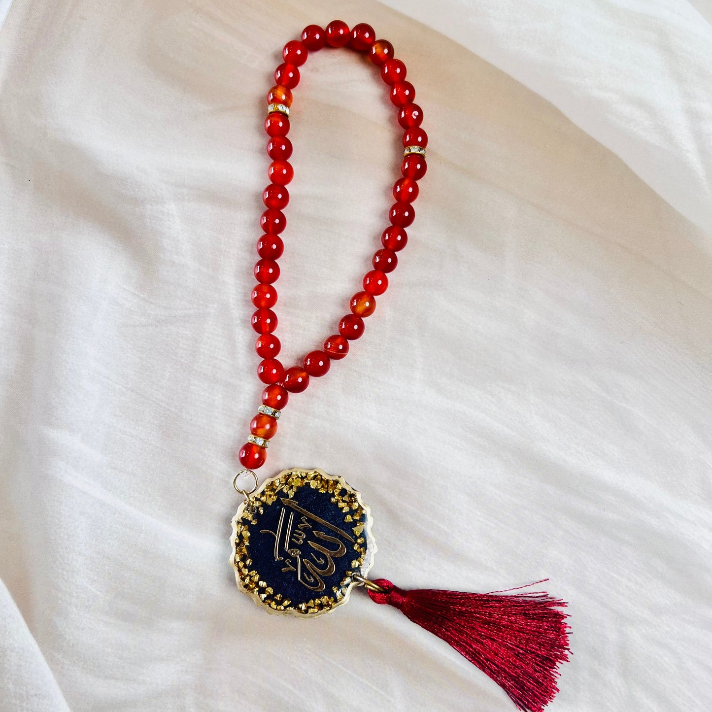 Natural Aqeeq Tasbeeh – 33 Beads | Handcrafted Genuine Stone Beads for Zikr & Meditation