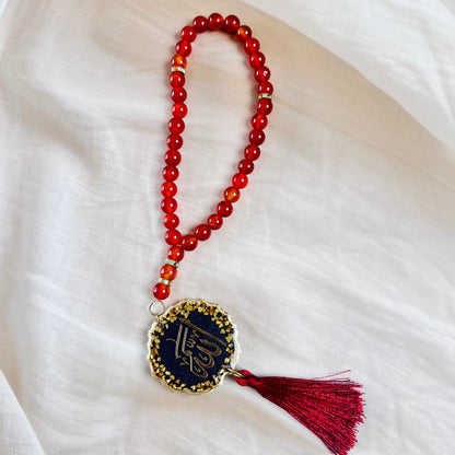 Natural Aqeeq Tasbeeh – 33 Beads | Handcrafted Genuine Stone Beads for Zikr & Meditation