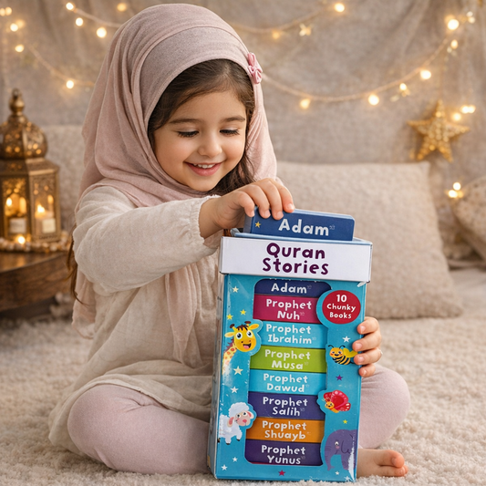 📚 Islamic Learning for Kids – Quran Stories Chunky Board Book Set (10 Books) Each book size: approx. 10 × 10 cm (around 4 × 4 inches)