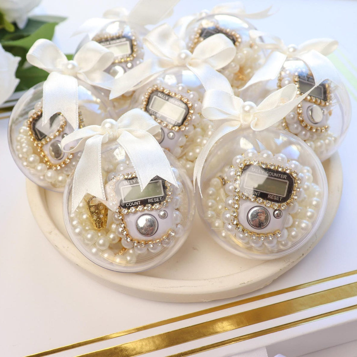 Digital Tasbih Set: Pearl Prayer Beads, Muslim Wedding Favor, Islamic Gifts, Ramadan, Eid