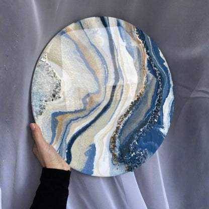 Modern resin art wall clock for home decor or wedding gift.