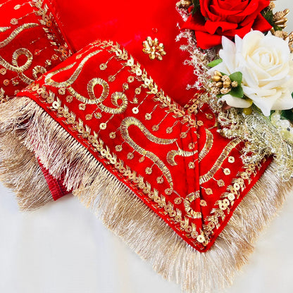 Personalized Nikah Dupatta with Gold Thread Border for Brides