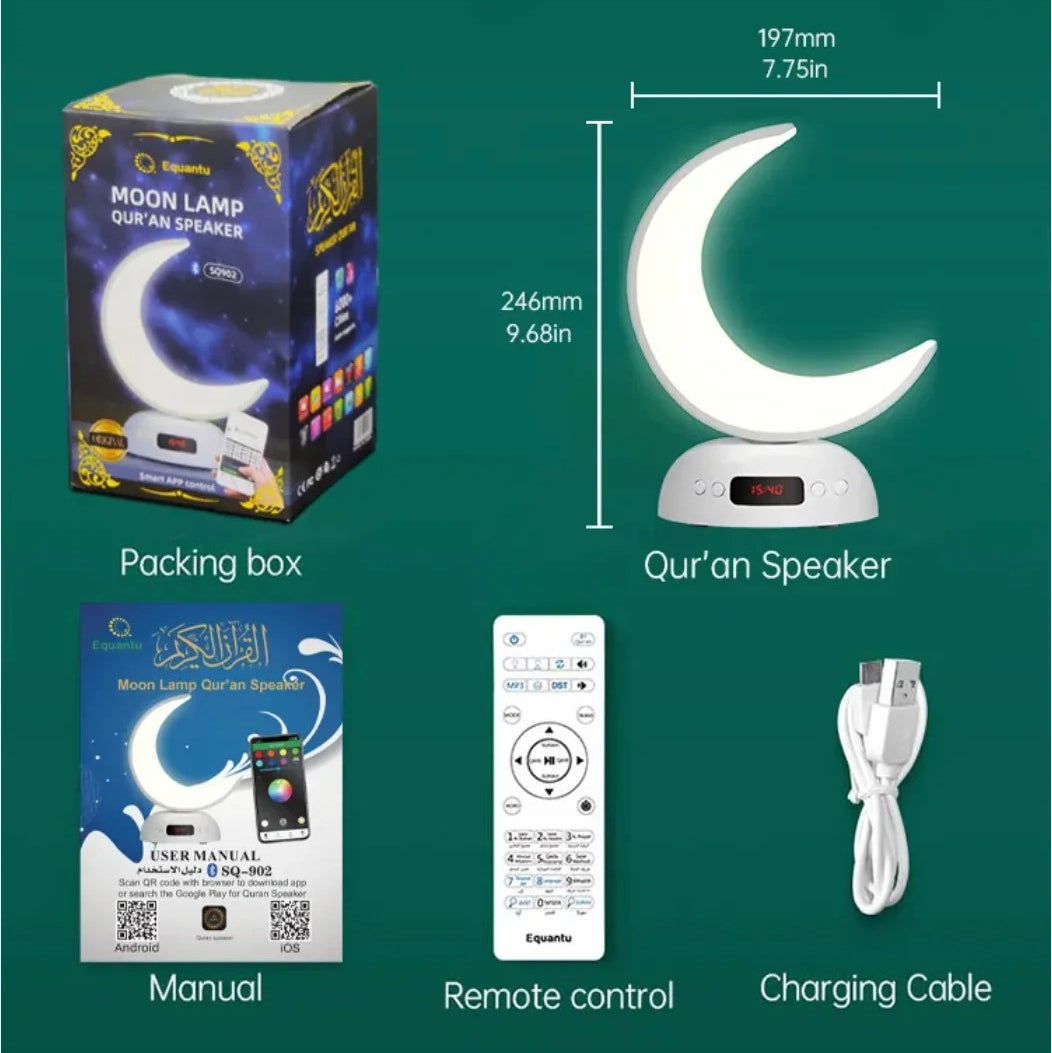 Half Moon Islamic Lamp with Quran Recitation | Bluetooth Azan Speaker & Night Light