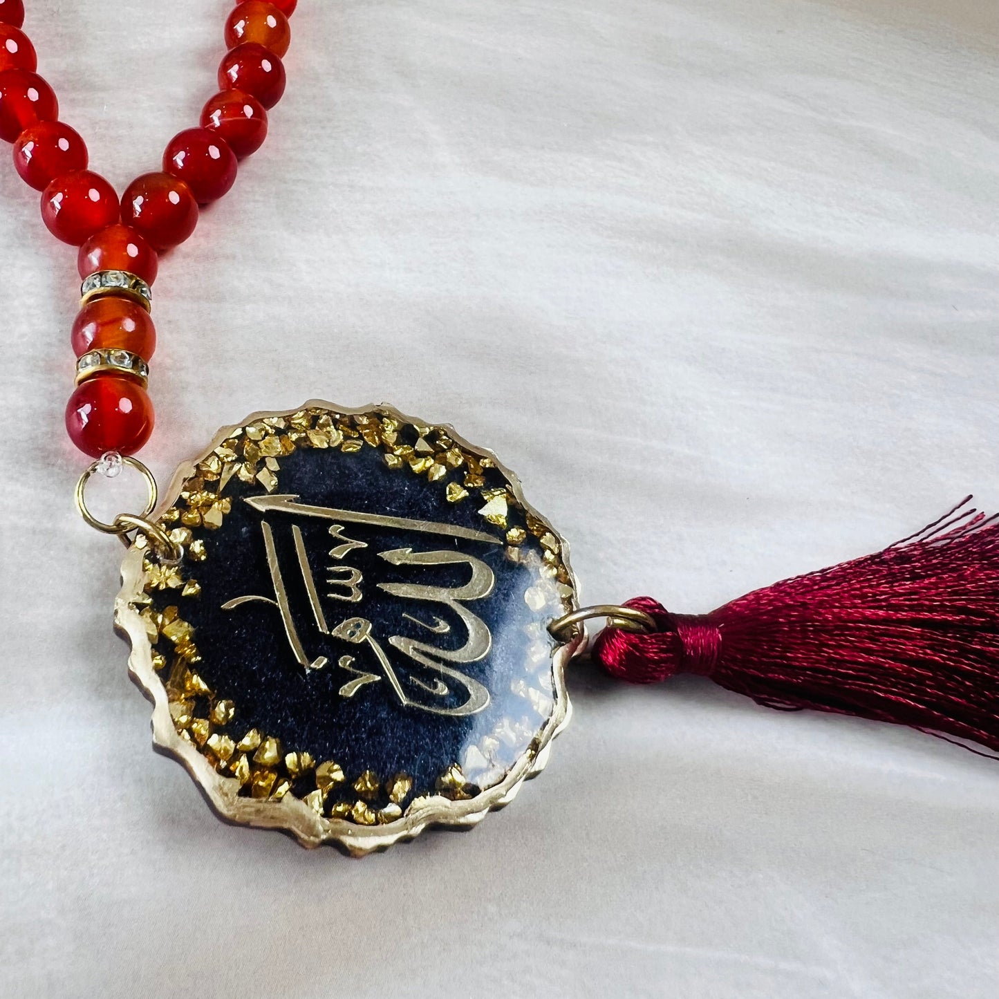 Natural Aqeeq Tasbeeh – 33 Beads | Handcrafted Genuine Stone Beads for Zikr & Meditation