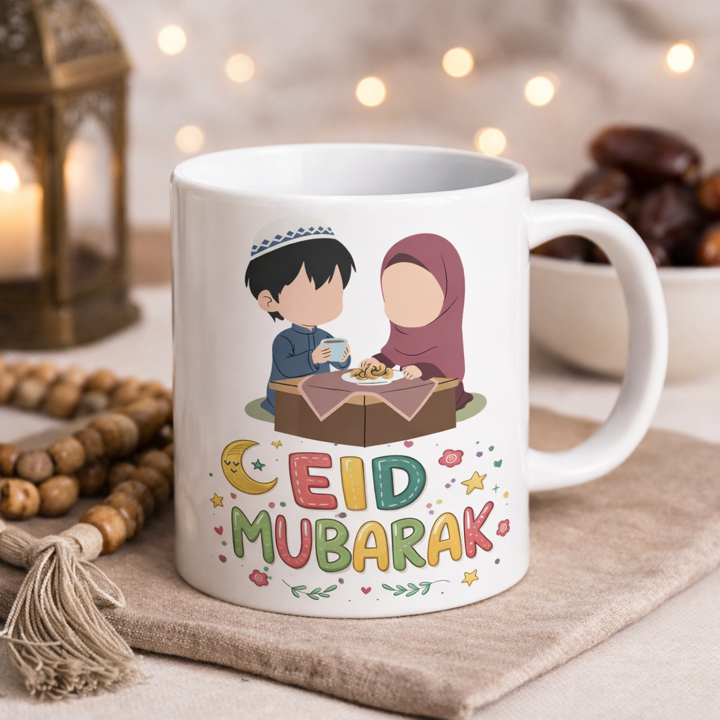 Eid Mubarak Mug for Kids with Cute Islamic Design