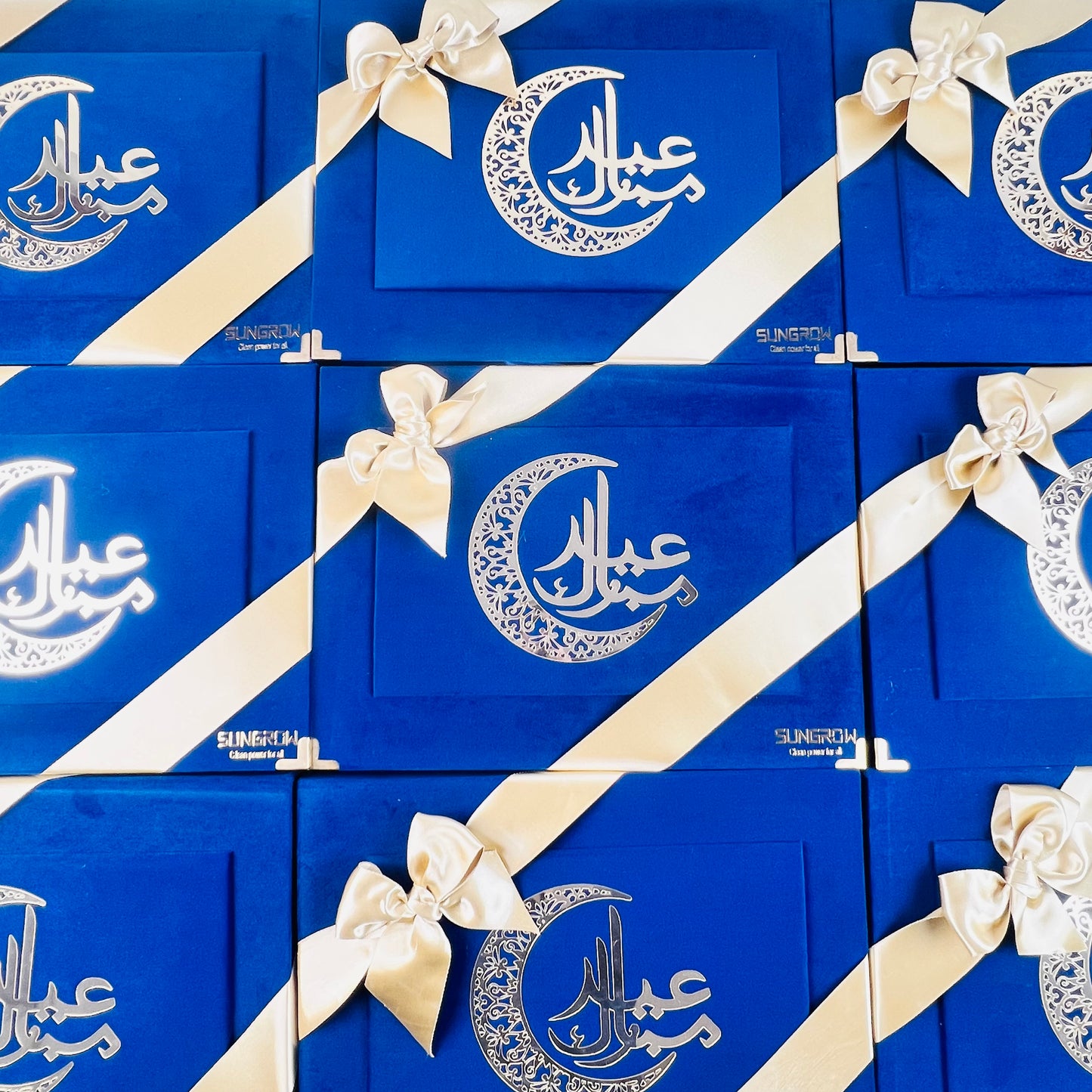 Eid 2026 blue corporate Eid hamper with curated Islamic gifts and elegant packaging