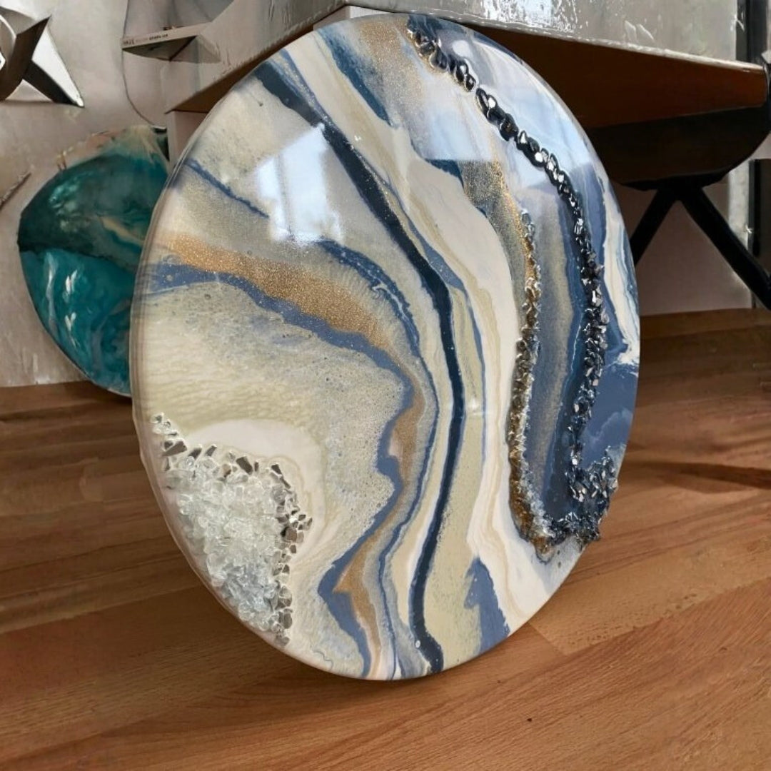 Resin art clock for housewarming or personalized wedding gift.