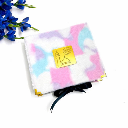 Elegant soft fur Quran gift box in rainbow tones