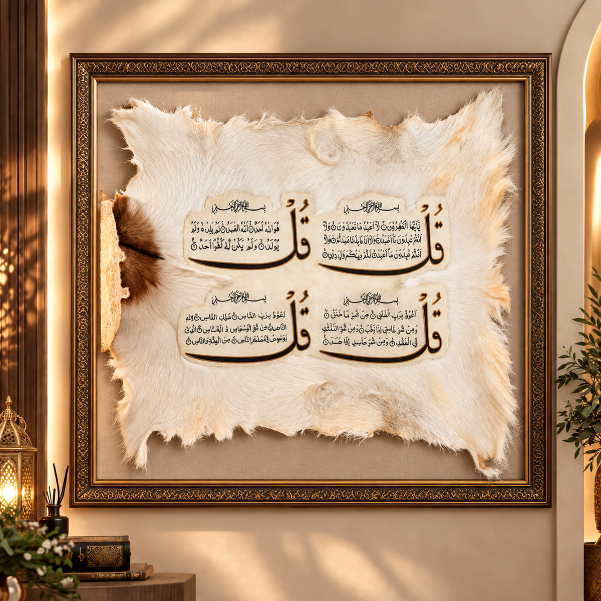 Four Quls Islamic Wall Art – Premium Fur Calligraphy Decor