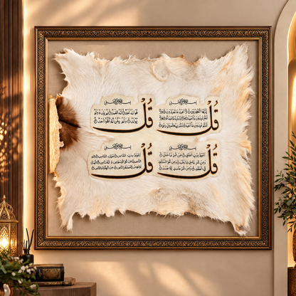 Four Quls Islamic Wall Art – Premium Fur Calligraphy Decor