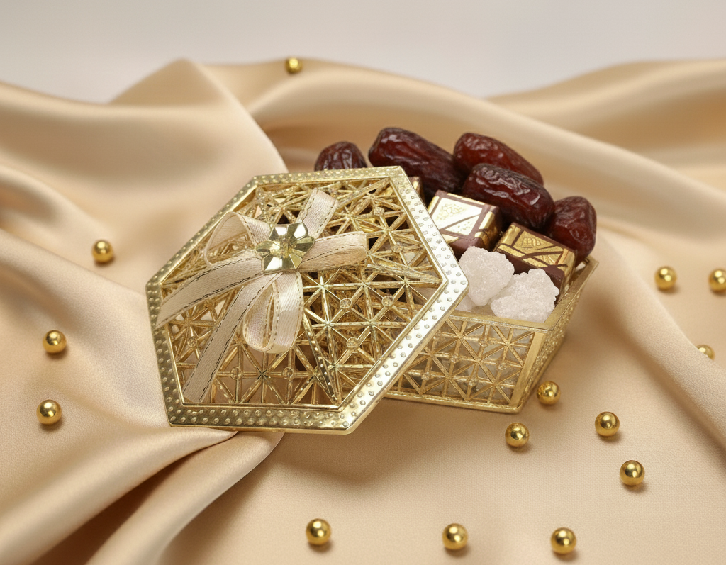 Nikah Favour & Baraati Return Gift Box – Premium Golden Gift Set