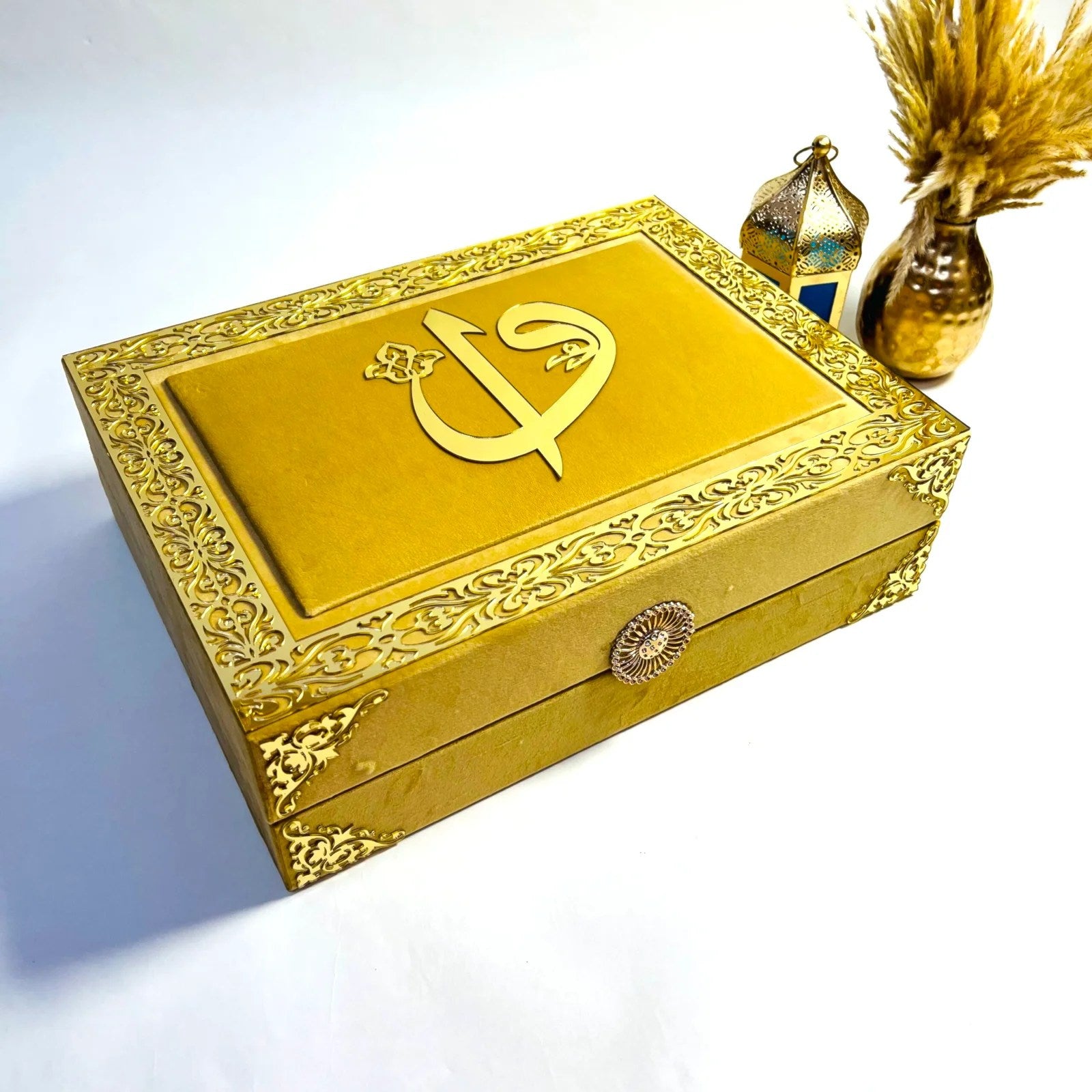 Golden velvet Quran gift box