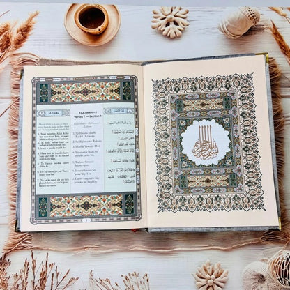 Roman Urdu script Quran with English translation by Huda Publication.