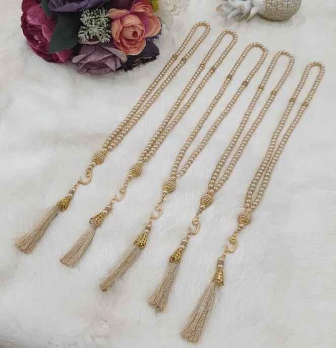 Handmade Pearl white Tasbeeh from Turkey | Muslim Favors & Islamic Gift Set
