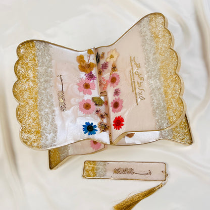 Premium Mixed Flower Resin Rehal – Handmade Quran Stand