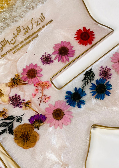 Premium Mixed Flower Resin Rehal – Handmade Quran Stand