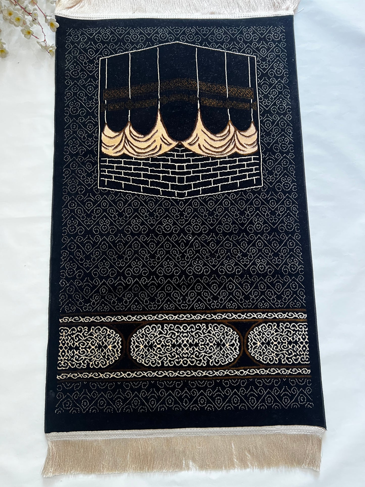 Kaaba Black Premium Turkish Chenille Namaz Mat