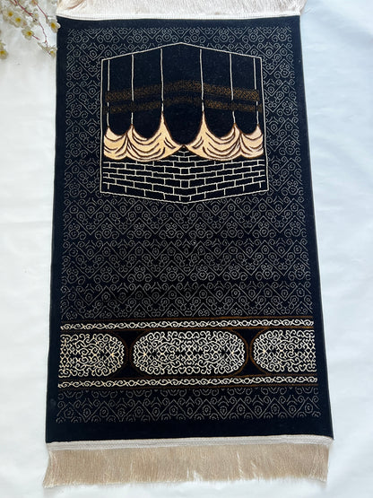 Kaaba Black Premium Turkish Chenille Namaz Mat