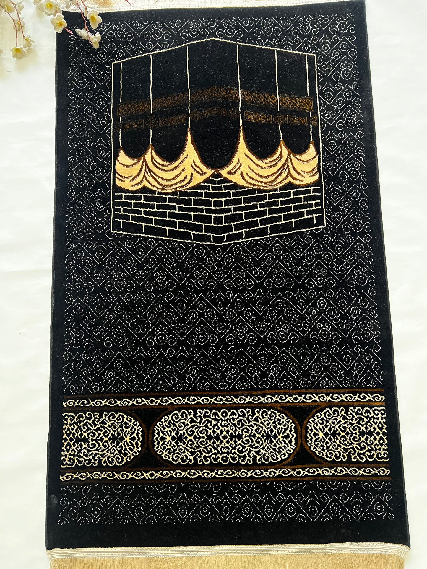 Kaaba Black Premium Turkish Chenille Namaz Mat