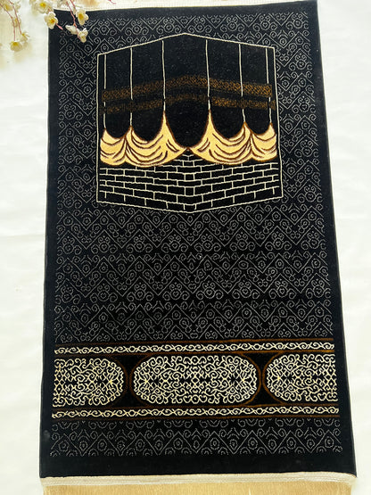 Kaaba Black Premium Turkish Chenille Namaz Mat