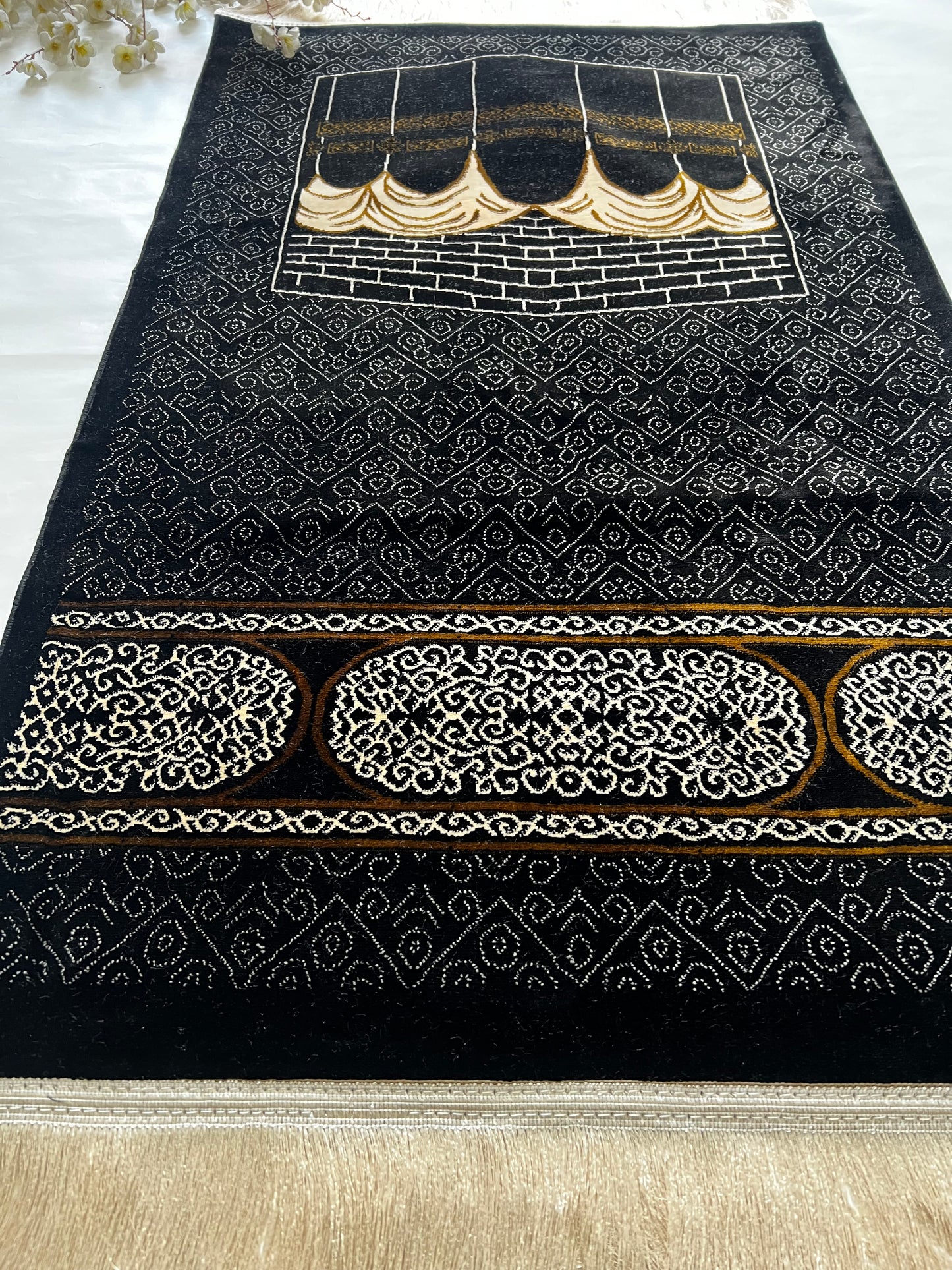 Kaaba Black Premium Turkish Chenille Namaz Mat