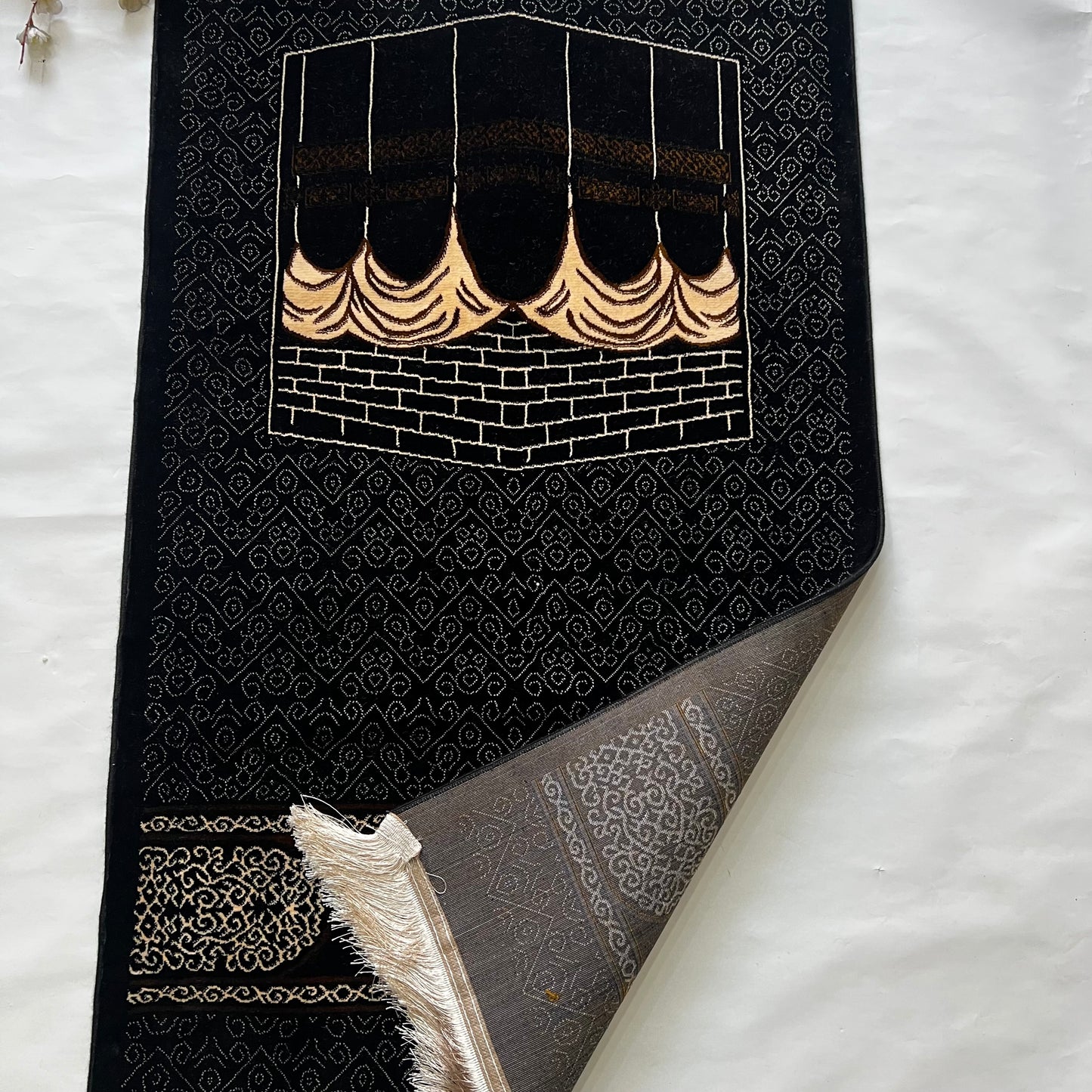 Kaaba Black Premium Turkish Chenille Namaz Mat