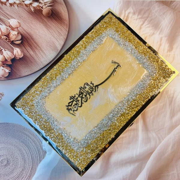 Al-Hadaya Hand Made Customisable Wedding Islamic Luxurious Resin Box – Intricately Designed with Timeless
