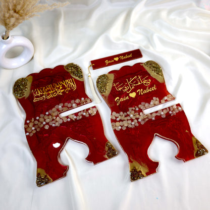 Handcrafted Maroon Resin Quran Stand with Bookmark