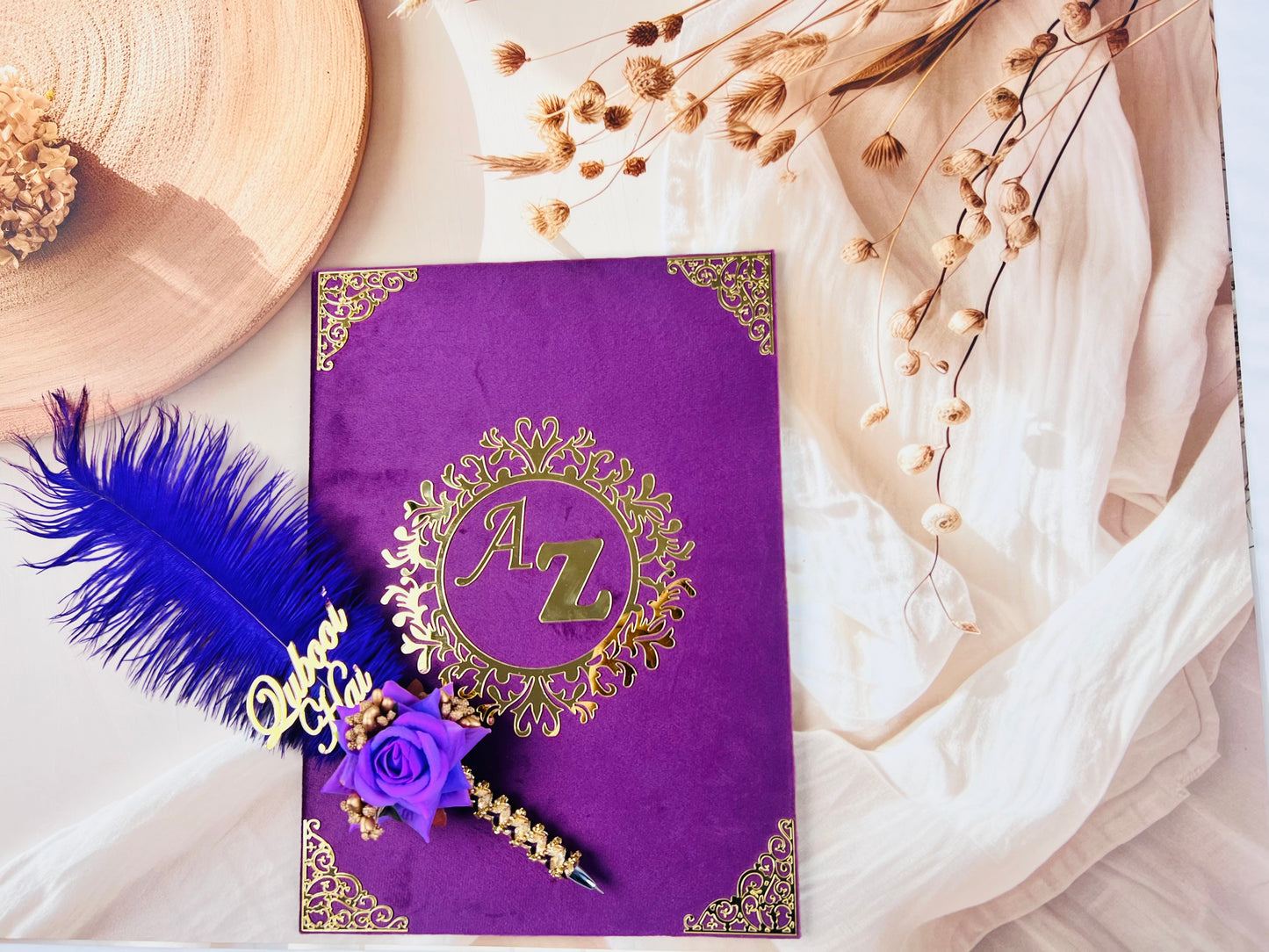 Al-Hadaya Purple Nikkah Set | Luxury Islamic Wedding Hamper with Qur’an, Tasbeeh & Prayer Essentials| Full Hamper Set