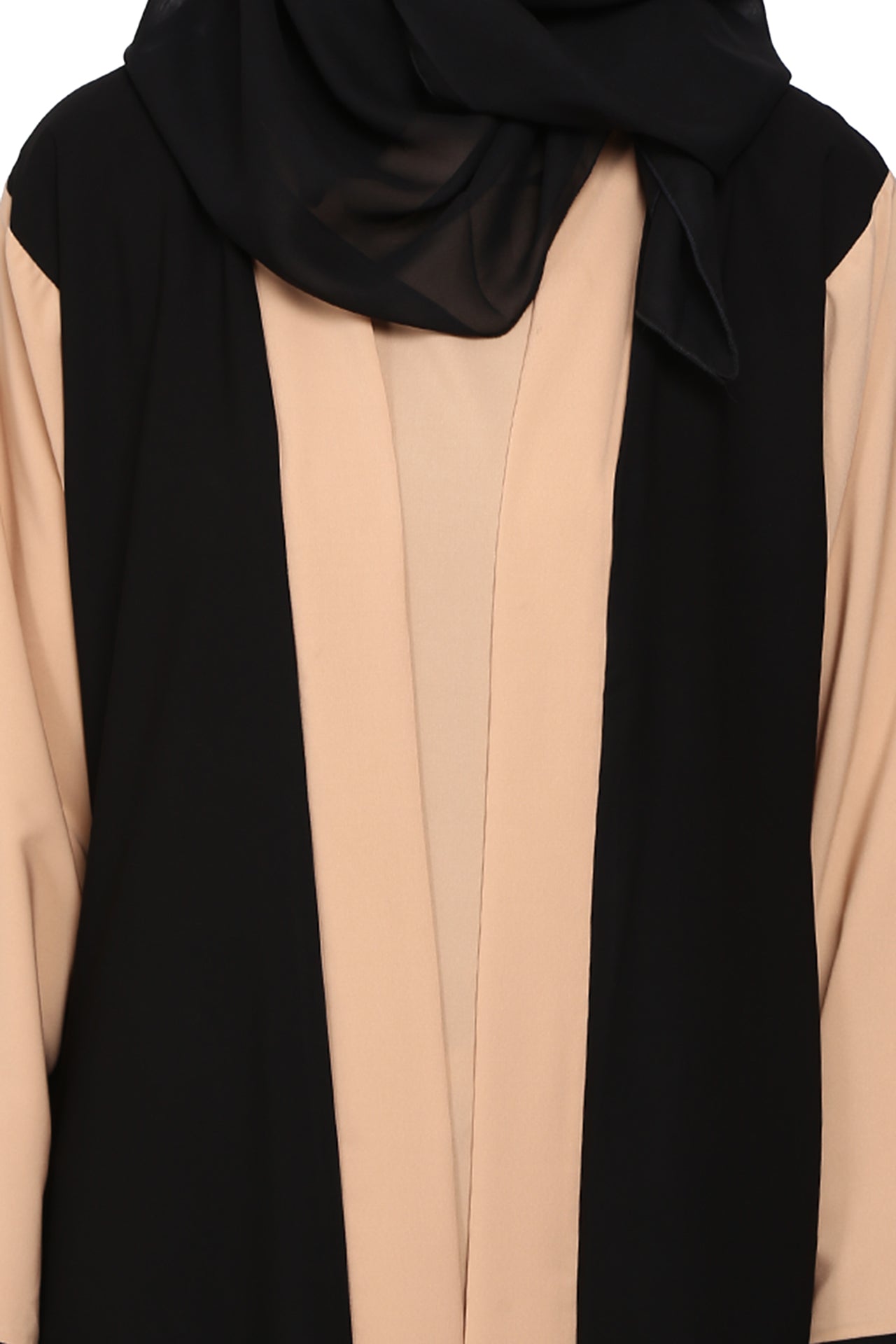 Regular Wear Double Sharag Abaya – Skin & Black Elegant Modest Dress