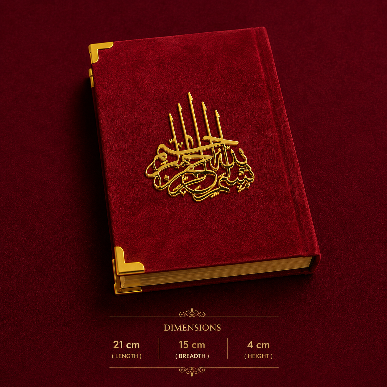Red book with gold calligraphy on a red background