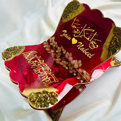 Handcrafted Maroon Resin Quran Stand with Bookmark