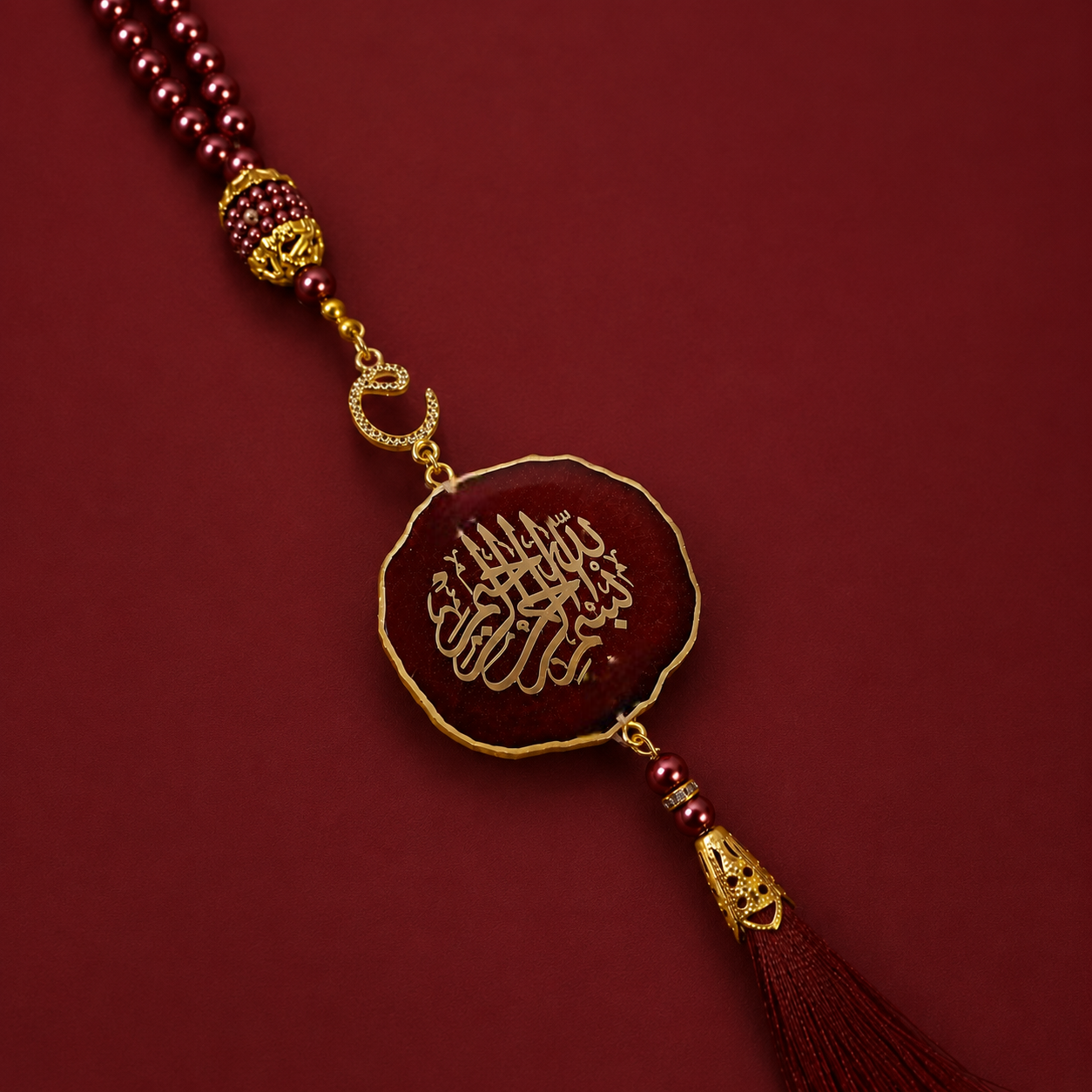 Maroon Bismillah Tasbih Dial  for Daily Remembrance