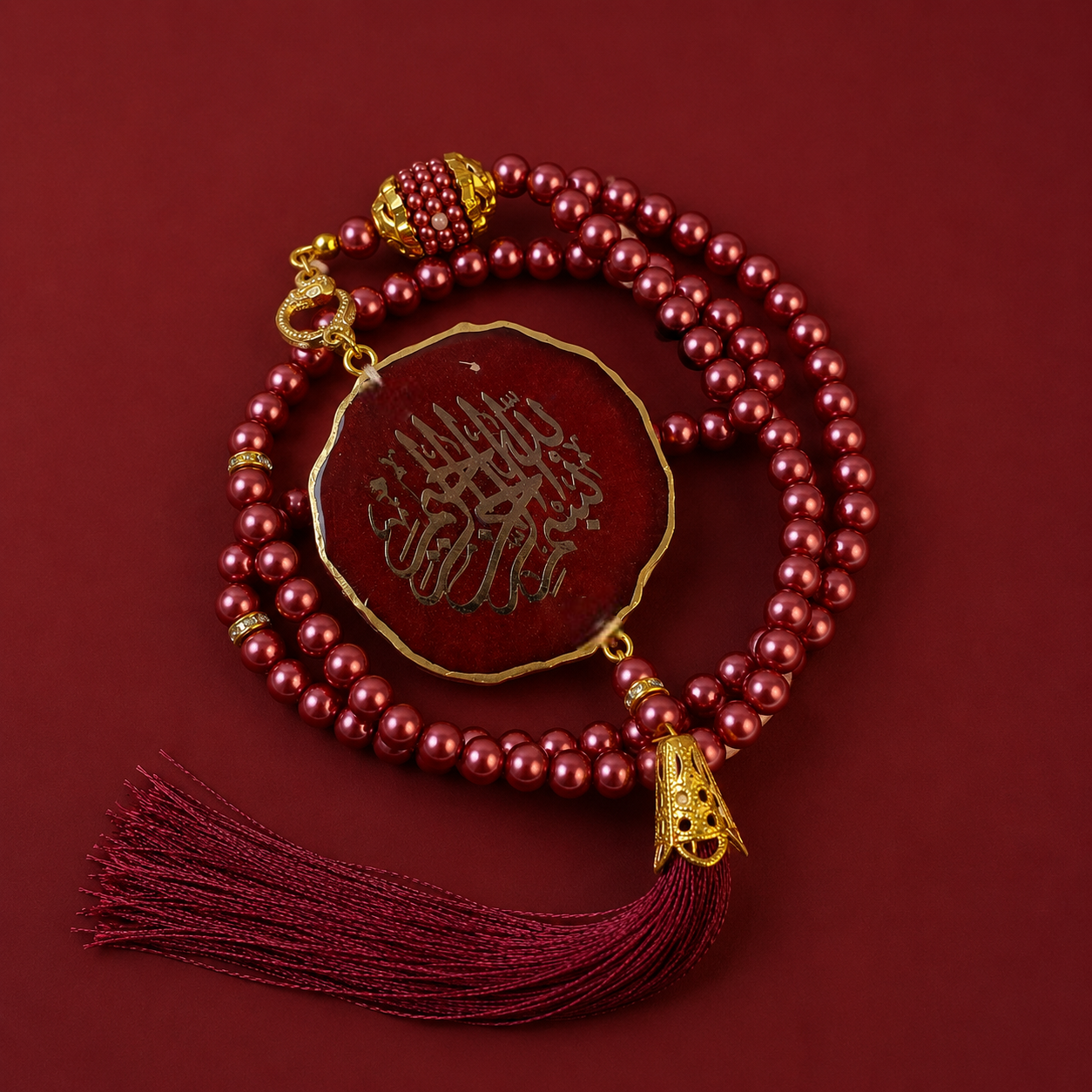 Maroon Bismillah Tasbih Dial  for Daily Remembrance