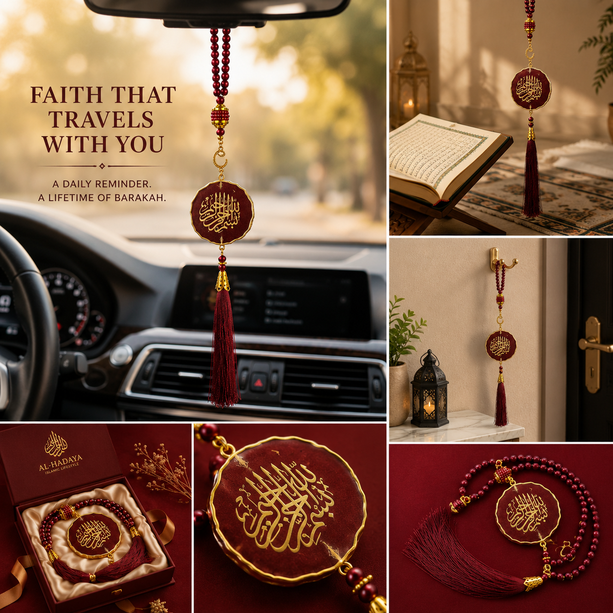 Maroon Bismillah Tasbih Dial  for Daily Remembrance