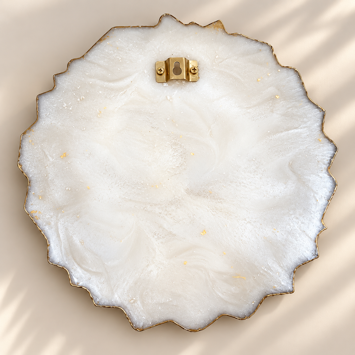 Premium personalized Nikah resin plaque featuring a pearlescent white center, intricate gold textured border, red and blush dried flowers, pearls, Arabic calligraphy, couple’s names and wedding date.
