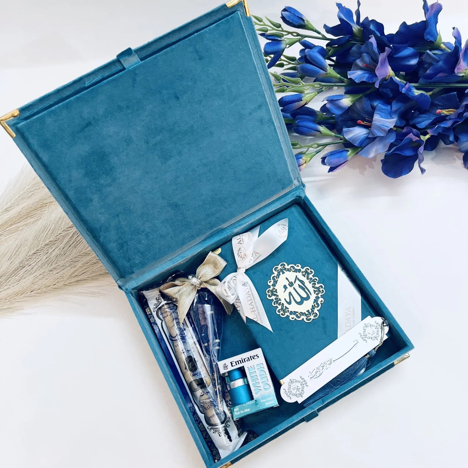 Premium Royal Blue Quran Gift Set | Eid & Ramadan Gift for Dad