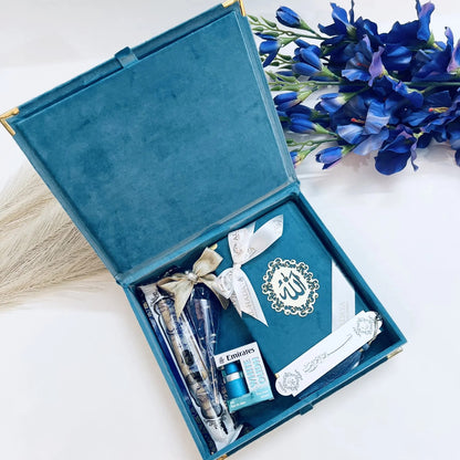 Premium Royal Blue Quran Gift Set | Eid & Ramadan Gift for Dad