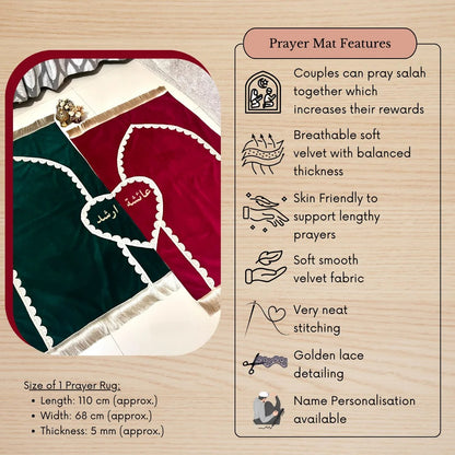 Islamic Wedding Gift Couple Prayer Mats – Premium Nikah Gift from Ibadat Essentials Collection